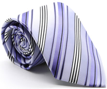 Load image into Gallery viewer, Mens Dads Classic Purple Striped Pattern Business Casual Necktie &amp; Hanky Set D-12 - Ferrecci USA 
