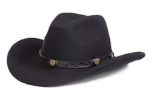 Load image into Gallery viewer, Black Crushable Wool Western Dakota Cowboy Hat - Ferrecci USA 
