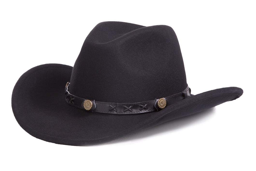 Black Crushable Wool Western Dakota Cowboy Hat - Ferrecci USA 