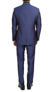 Mens Daxson Navy Slim Fit Shawl Collar 3pc Tuxedo - Ferrecci USA 
