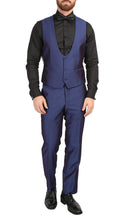 Load image into Gallery viewer, Mens Daxson Navy Slim Fit Shawl Collar 3pc Tuxedo - Ferrecci USA 
