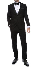 Load image into Gallery viewer, Debonair Black Slim Fit Peak Lapel 2 Piece Tuxedo Suit Set - Tux Blazer and Pants - Ferrecci USA 
