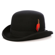 Load image into Gallery viewer, Premium Wool Black Derby Bowler Hat - Ferrecci USA 
