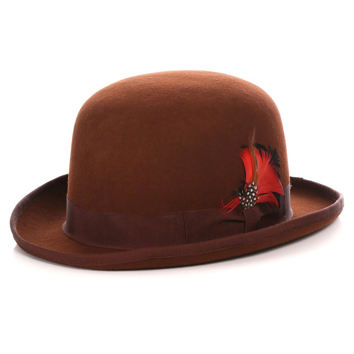 Premium Wool Derby Hat - Brown - Ferrecci USA 