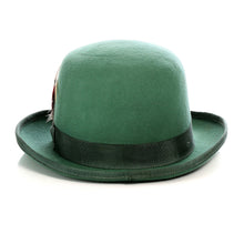 Load image into Gallery viewer, Premium Wool Hunter Green Derby Bowler Hat - Ferrecci USA 
