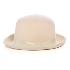 Premium Wool Off-White Derby Bowler Hat - Ferrecci USA 