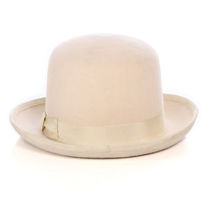 Premium Wool Off-White Derby Bowler Hat - Ferrecci USA 