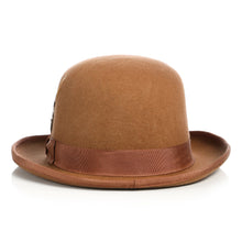 Load image into Gallery viewer, Premium Wool Tan Derby Bowler Hat - Ferrecci USA 
