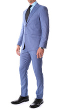 Load image into Gallery viewer, Detroit Blue Birdseye Peak Lapel 2 Piece  Slim Fit Suit - Ferrecci USA 
