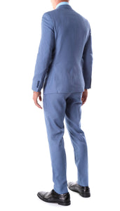 Detroit Blue Birdseye Peak Lapel 2 Piece  Slim Fit Suit - Ferrecci USA 