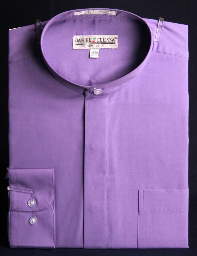 Banded Collar Dress Shirt-Lavender