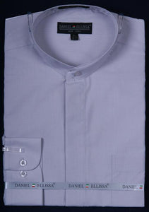 Banded Collar Dress Shirt-Silver