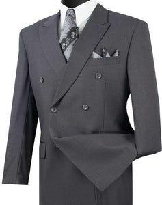 Men's Executive Double Breasted Suit Solid Heather Gray