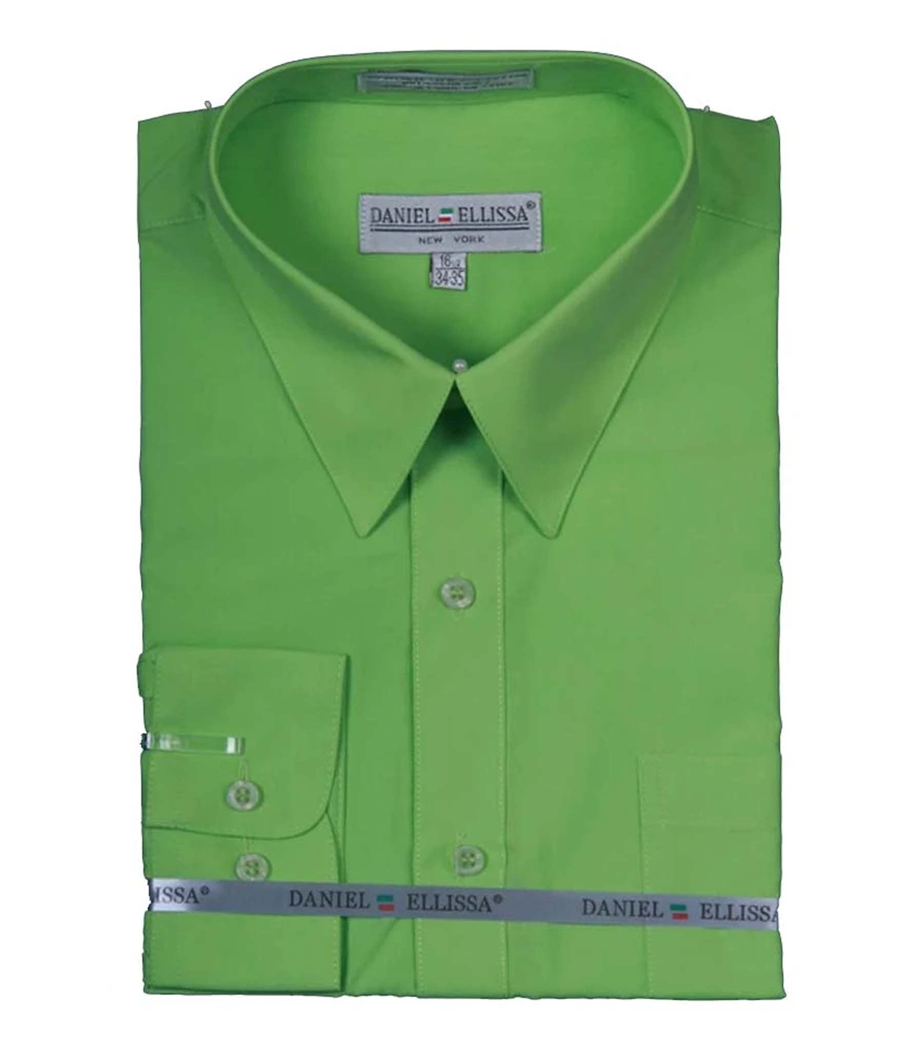 slim fit dress slacks Men's Apple Green Long Sleeve Dress Shirt 22.5 35/36 / Apple Green