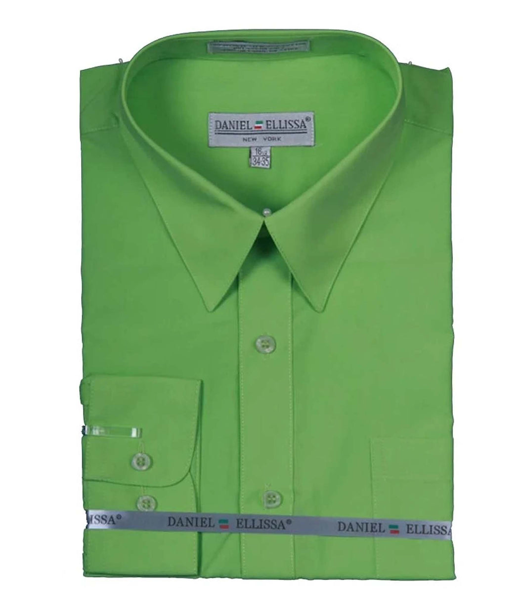 Men's Basic Dress Shirt with Convertible Cuff -Color Apple Green Men's Basic Dress Shirt with Convertible Cuff -Color Apple Green