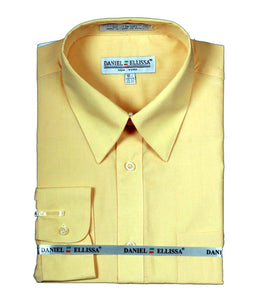 Men's Basic Dress Shirt  with Convertible Cuff -Color Canary