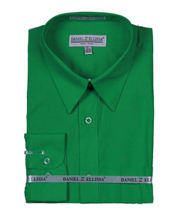 Men's Basic Dress Shirt  with Convertible Cuff -Color Classic Green