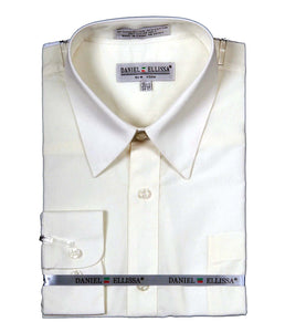 Men's Basic Dress Shirt  with Convertible Cuff -Color Ivory