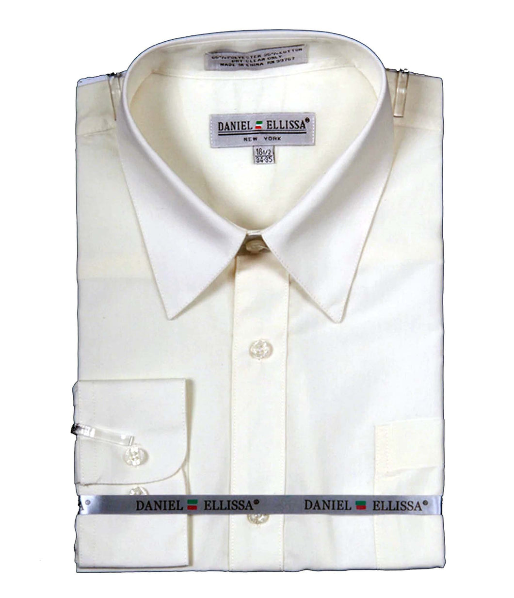 Men's Basic Dress Shirt with Convertible Cuff -Color Ivory Men's Basic Dress Shirt with Convertible Cuff -Color Ivory
