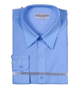 Men's Basic Dress Shirt  with Convertible Cuff -Color Light Blue