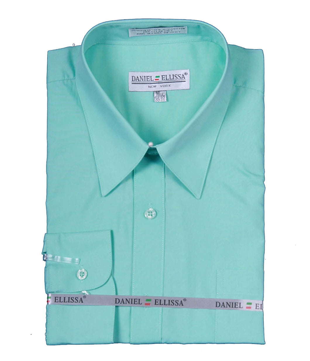 Men's Basic Dress Shirt  with Convertible Cuff -Color Mint