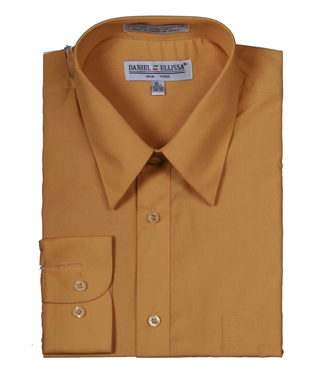 Men's Basic Dress Shirt  with Convertible Cuff -Color Mustard