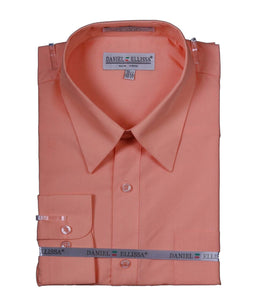 peach color dress shirt Men's Basic Dress Shirt Convertible Cuff Regular Fit in Peach 15 34/35 / Peach