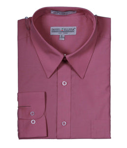 Men's Basic Dress Shirt  with Convertible Cuff -Color Rose Pink