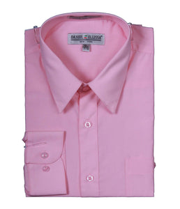 Men's Basic Dress Shirt  with Convertible Cuff -Color Pink