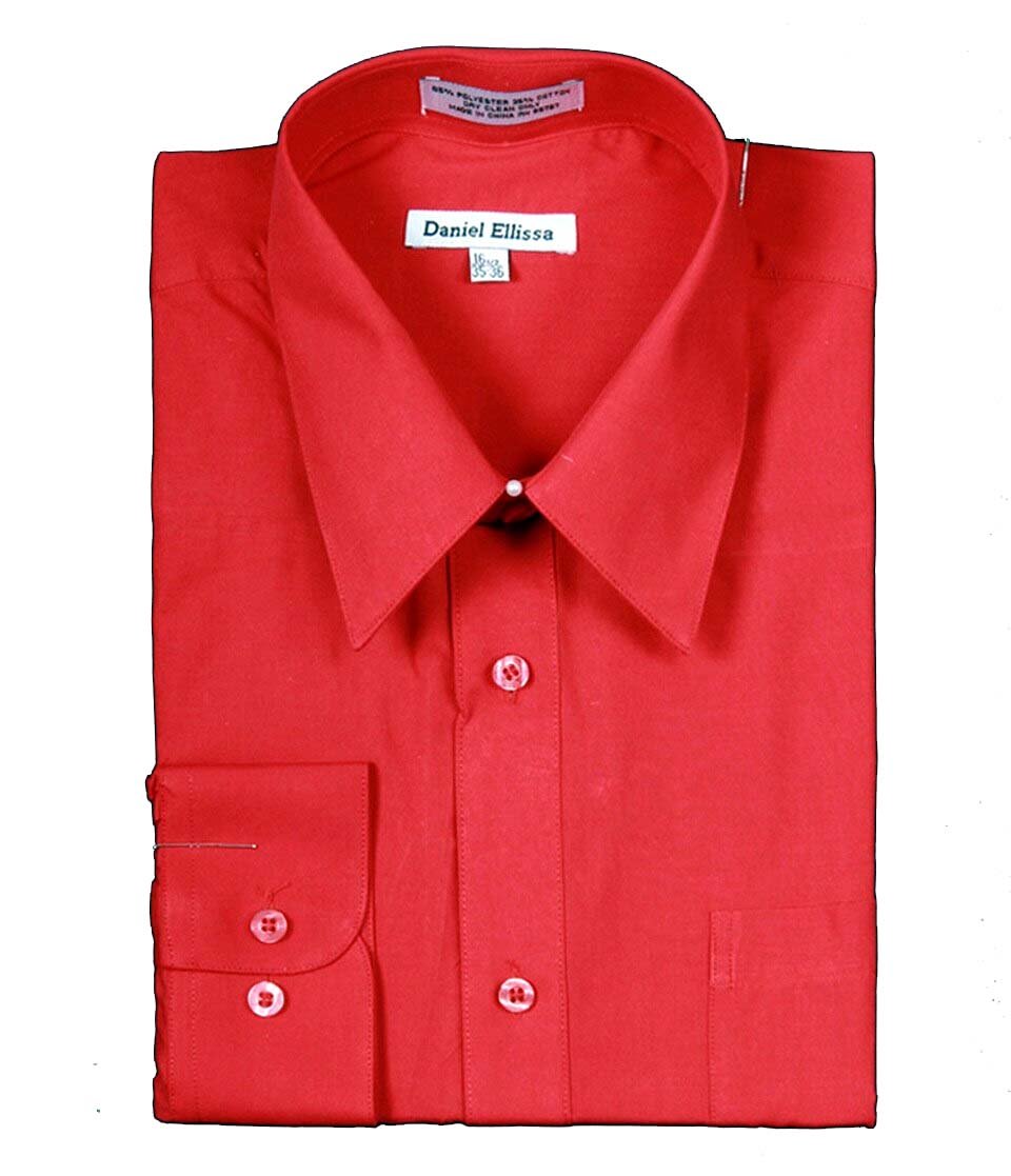 Men's Basic Dress Shirt with Convertible Cuff -Color Red Men's Basic Dress Shirt with Convertible Cuff -Color Red
