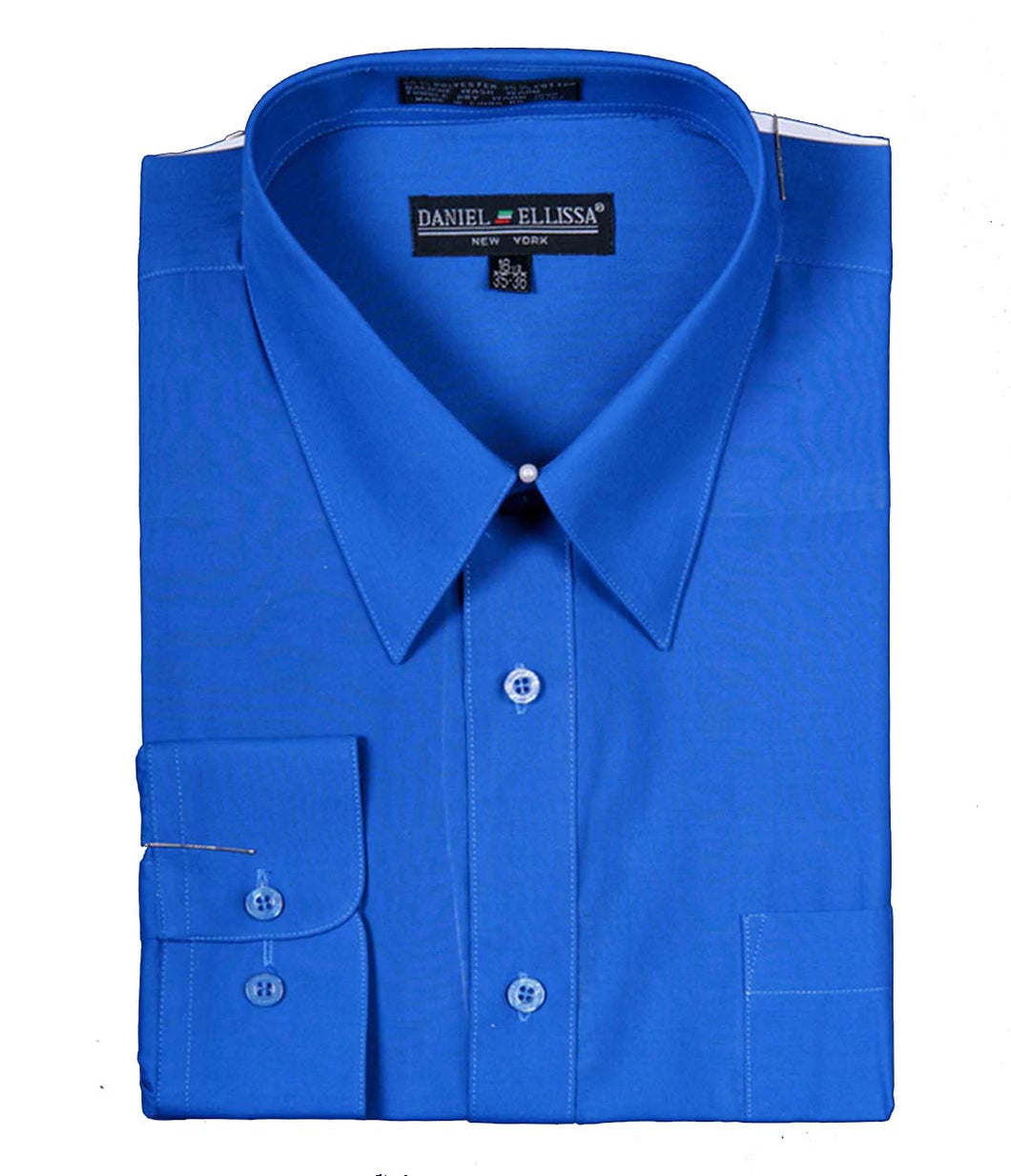 Men's Basic Dress Shirt  with Convertible Cuff -Color Royal Blue
