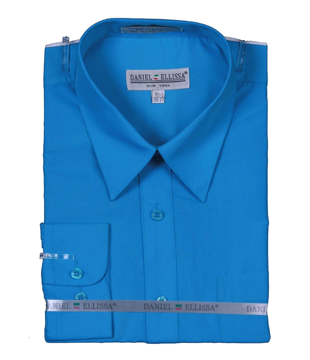 Men's Basic Dress Shirt  with Convertible Cuff -Turquoise