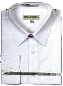Men's Basic Dress Shirt  with Convertible Cuff -Color White