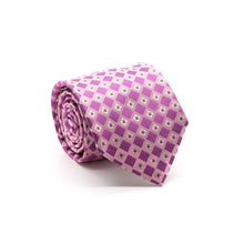 Load image into Gallery viewer, Mens Dads Classic Fuchsia Geometric Pattern Business Casual Necktie &amp; Hanky Set E-5 - Ferrecci USA 
