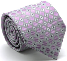 Load image into Gallery viewer, Mens Dads Classic Purple Geometric Pattern Business Casual Necktie &amp; Hanky Set E-7 - Ferrecci USA 
