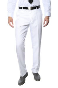 Premium White Regular Fit Suspender Ready Formal & Business Pants - Ferrecci USA 