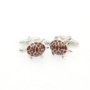 Silvertone Turtle Cuff Links With Jewelry Box - Ferrecci USA 