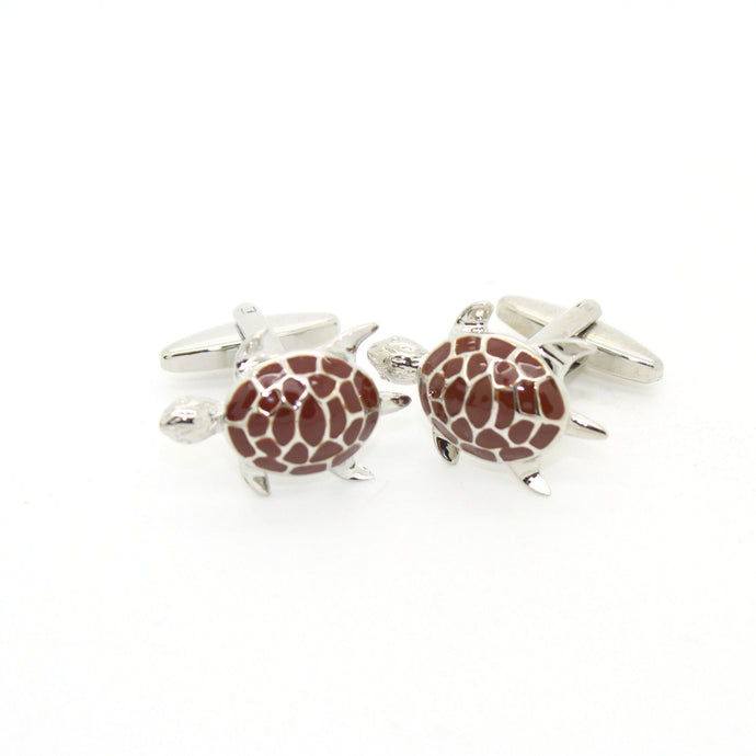 Silvertone Turtle Cuff Links With Jewelry Box - Ferrecci USA 