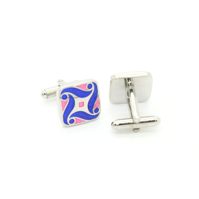 Silvertone Purple Swirl Cuff Links With Jewelry Box - Ferrecci USA 