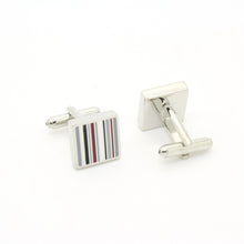 Load image into Gallery viewer, Silvertone Stripe Cuff Links With Jewelry Box - Ferrecci USA 
