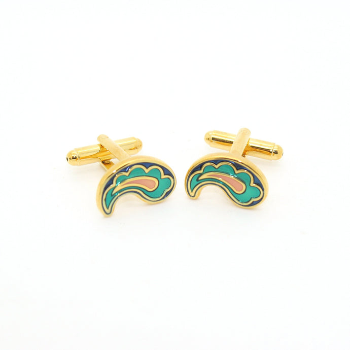 Goldtone Paisley Design Cuff Links With Jewelry Box - Ferrecci USA 