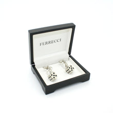 Load image into Gallery viewer, Silvertone Dice Cuff Links With Jewelry Box - Ferrecci USA 
