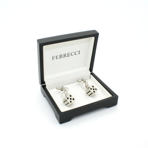 Silvertone Dice Cuff Links With Jewelry Box - Ferrecci USA 
