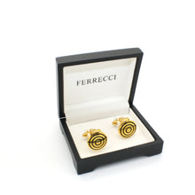 Load image into Gallery viewer, Goldtone Round Cuff Links With Jewelry Box - Ferrecci USA 
