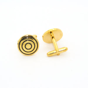 Goldtone Round Cuff Links With Jewelry Box - Ferrecci USA 