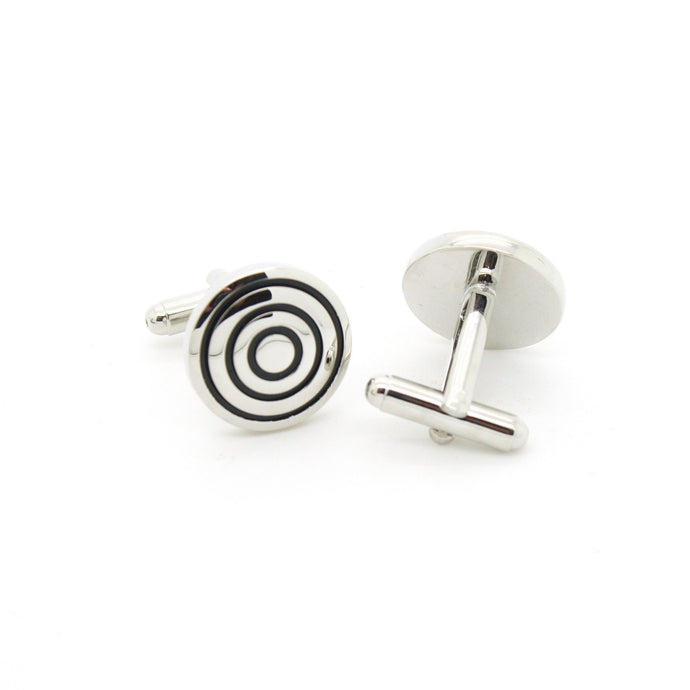 Silvertone Round Cuff Links With Jewelry Box - Ferrecci USA 