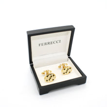 Load image into Gallery viewer, Goldtone Black White Oval Cuff Links With Jewelry Box - Ferrecci USA 
