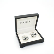Load image into Gallery viewer, Silvertone Black White Oval Cuff Links With Jewelry Box - Ferrecci USA 
