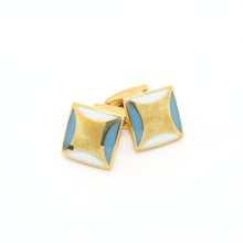 Load image into Gallery viewer, Goldtone Sky Blue Cuff Links With Jewelry Box - Ferrecci USA 
