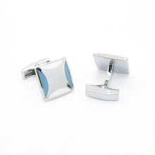 Load image into Gallery viewer, Silvertone Sky Blue Cuff Links With Jewelry Box - Ferrecci USA 
